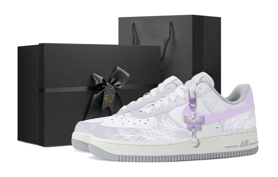 Nike Nike Air Force 1 Slip Resistant Abrasion Resistant Low top Skateboard Shoes Women's Purple