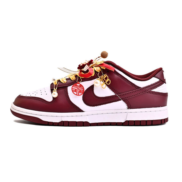 Nike Nike Dunk Slip Resistant Abrasion Resistant Low top Skateboard Shoes Unisex Burgundy