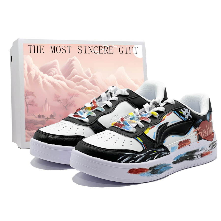Li-Ning Li Ning Floating Boat Slip Resistant, Abrasion Resistant, Breathable Low top Skateboard Shoes Men's Black White