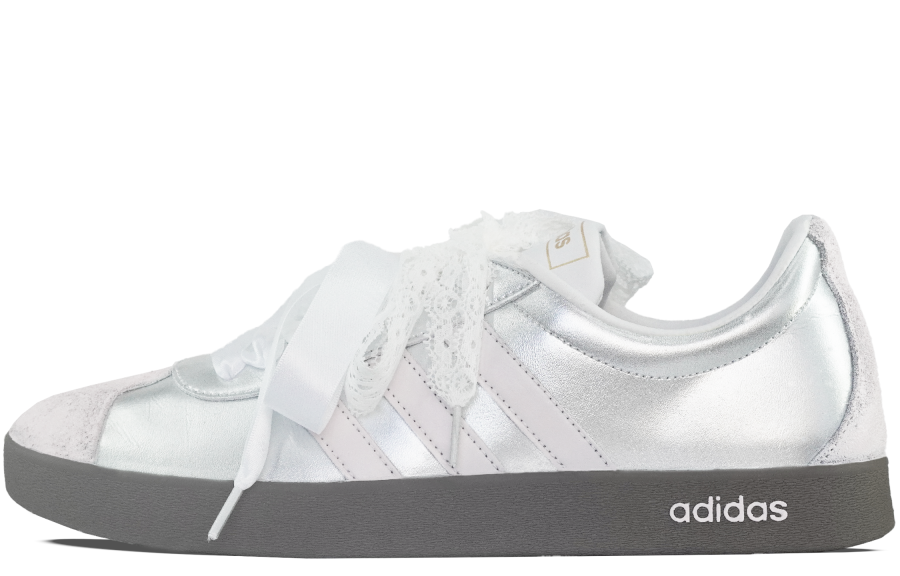 Adidas Adidas VL COURT 2.0 Slip Resistant Low top Skateboard Shoes Unisex Silver Pink