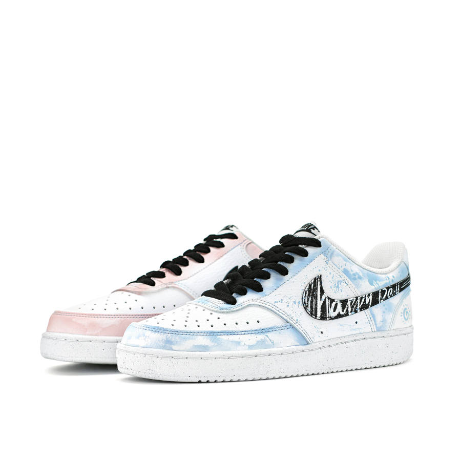 Nike Nike Court Vision 1 Playful Colorism Abrasion Resistant Breathable Low top Skateboard Shoes Unisex Blue Pink
