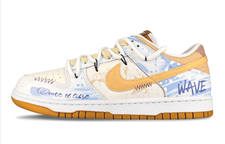 Nike Nike Dunk Dark Curry Bubble Island Abrasion Resistant Abrasion Resistant Low top Skateboard Shoes Unisex Blue Orange