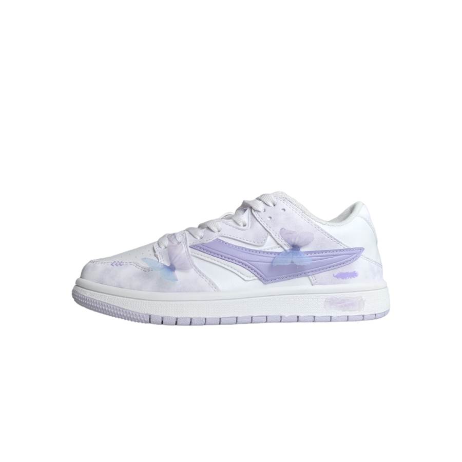 QIAODAN Slip Resistant Abrasion Resistant Low top Skateboard Shoes Women's White Purple