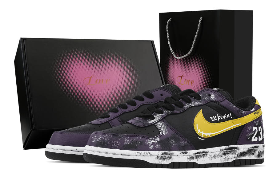 Nike Nike Big Trendy Warrior Soul, Heart Box Abrasion Resistant Breathable Low top Skateboard Shoes Men's Black Purple