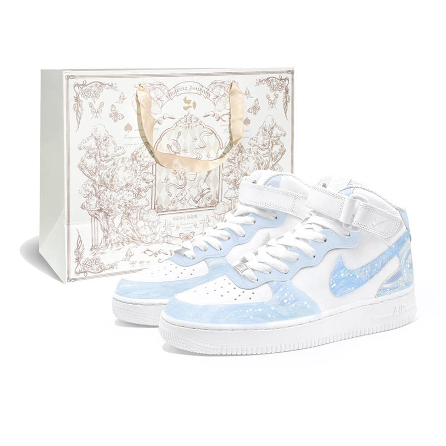 Nike Nike Air Force 1 Shopping Bag, Galaxy Mystery X First Moon Culture Abrasion Resistant Balance Mid top Skateboard Shoes