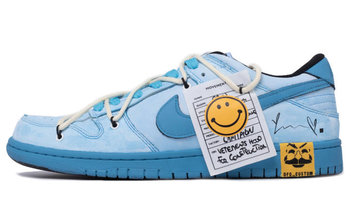 Nike Nike Dunk Retro Leather Coverage Abrasion Resistant Balance Low top Skateboard Shoes Men's Glacier Blue