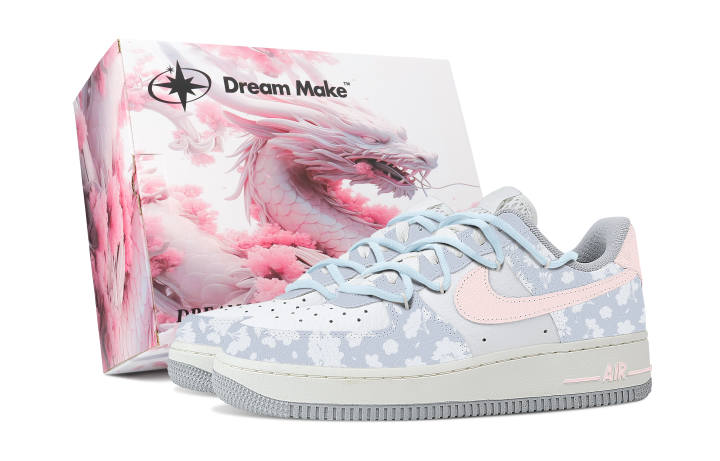 Nike Nike Air Force 1 Slip Resistant Abrasion Resistant Low top Skateboard Shoes Women's Blue Pink