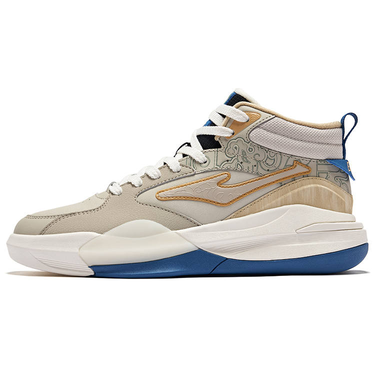 Erke Tang Palace Night Garden 3V2 Slip Resistant Abrasion Resistant High top Skateboard Shoes Men's Beige Blue Brown