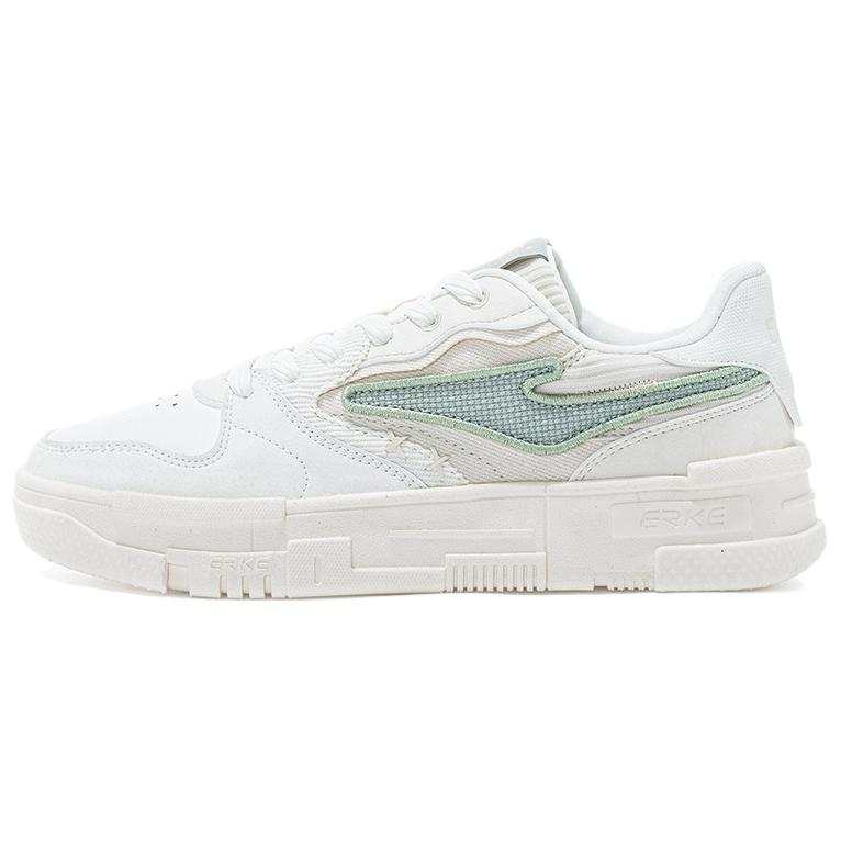 Erke Slip Resistant Abrasion Resistant Slip Resistant Abrasion Resistant Low top Skateboard Shoes Women's White Green