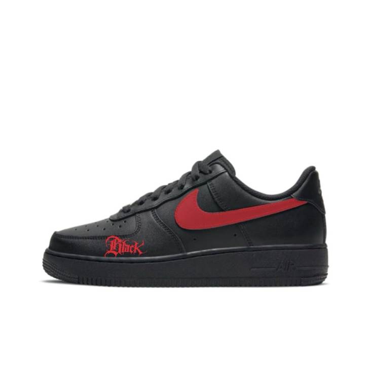 Nike Nike Air Force 1 Low top Skateboard Shoes Unisex Black Red