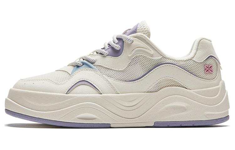 Anta Seaweed Cushioning Abrasion Resistant Lightweight Height Increasing Low top Skateboard Shoes Women's White Purple
