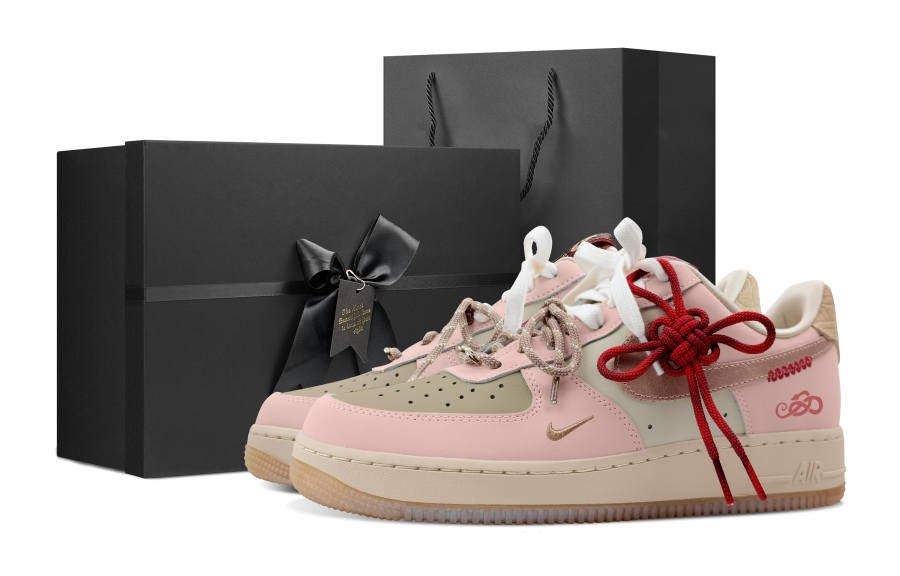 Nike Nike Air Force 1 Slip Resistant Abrasion Resistant Low top Skateboard Shoes Women's Pink Brown