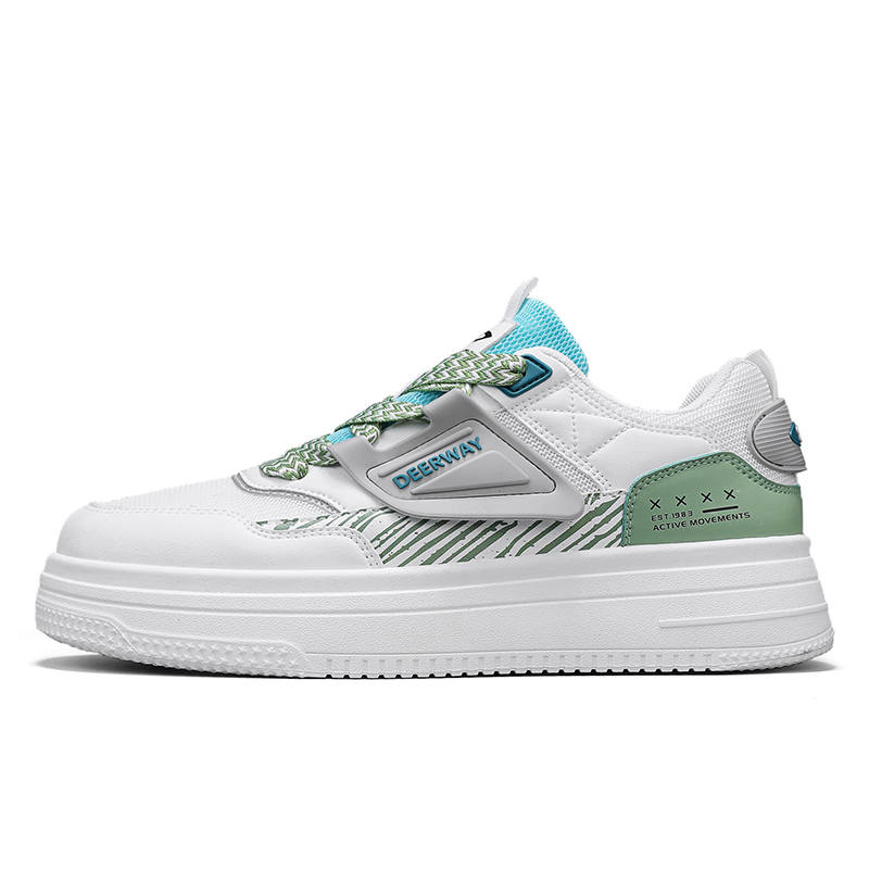 DEERWAY Slip Resistant, Abrasion Resistant, Breathable Low top Skateboard Shoes Men's White Green
