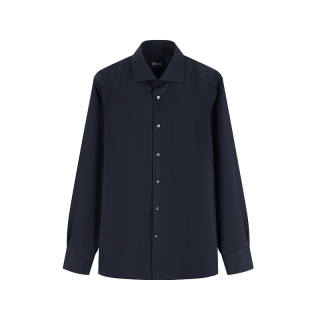 Ermenegildo Zegna Shirts Men's Dark Blue Lapel Moderate Other