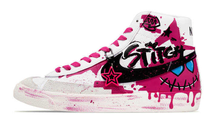 Nike Nike Blazer Soulful Hip Hop Abrasion Resistant Slip Resistant Mid top Skateboard Shoes Unisex Black Pink