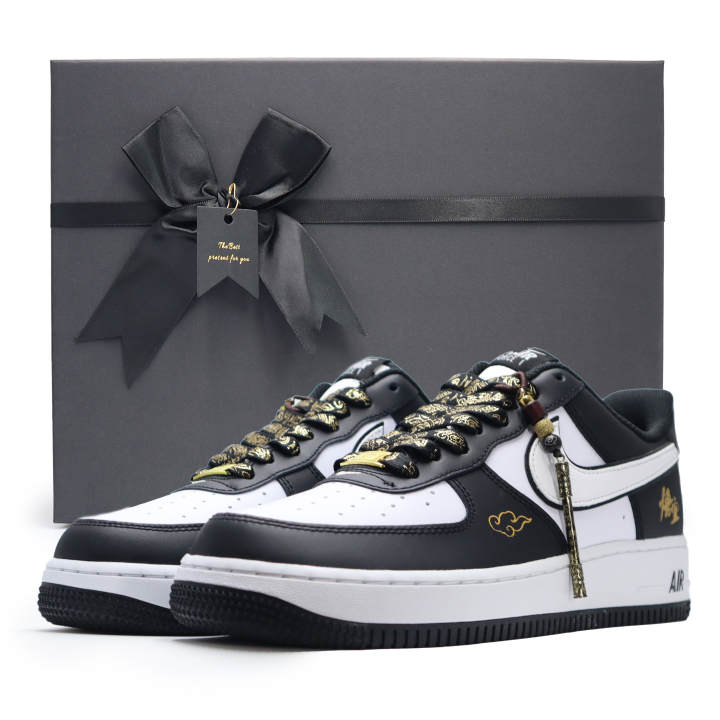 Nike Nike Air Force 1 Black Myth Wukong Box Slip Resistant Abrasion Resistant Low top Skateboard Shoes Unisex Black White