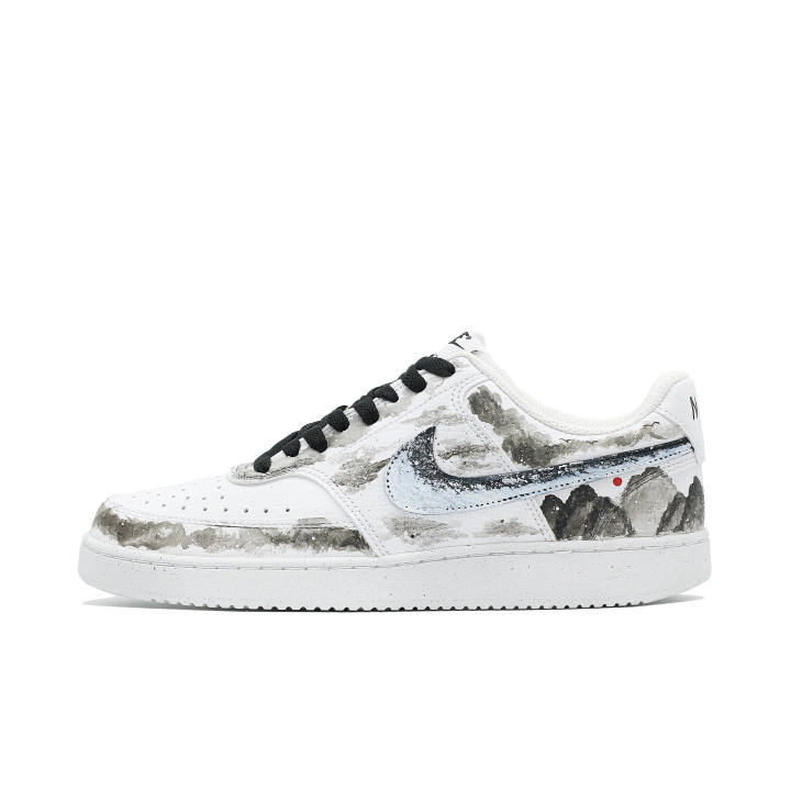 Nike Nike Court Vision 1 Leather Wear resistant And Lightweight Low top Skateboard Shoes Men's Gray White