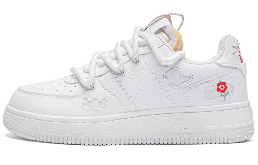 Kappa Small Flower Back to Back Slip Resistant Cushioning Low top Skateboard Shoes Women's White