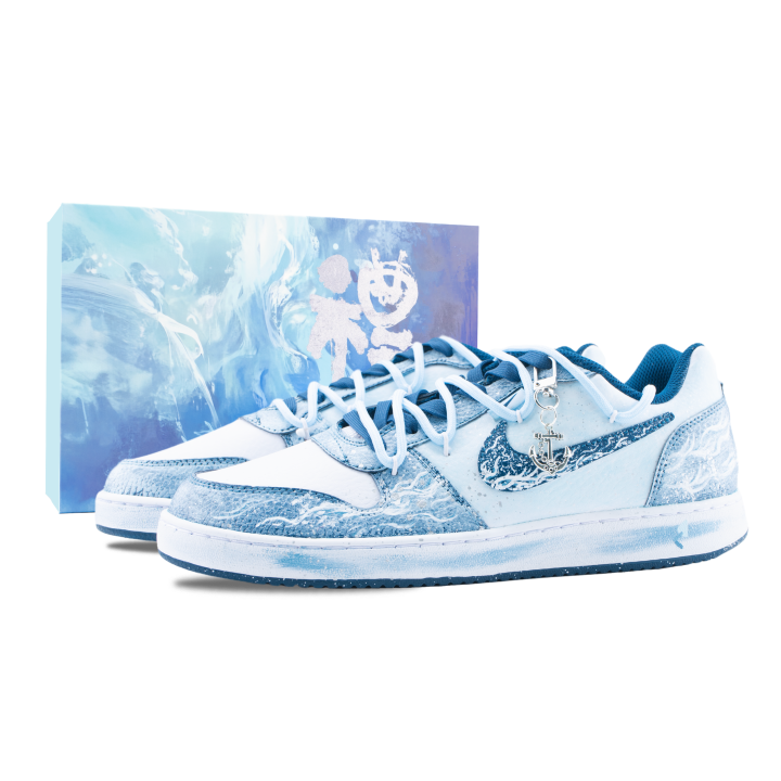 Nike Nike EBERNON Deep Sea Secret Realm Abrasion Resistant Low top Skateboard Shoes Men's White Blue