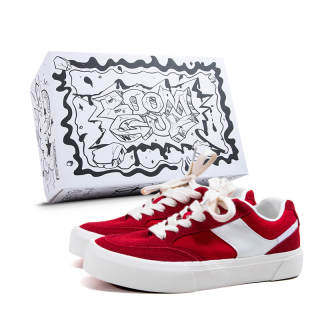 BOOM GUY POW Explosion Energy 100% Slip Resistant, Abrasion Resistant, Lightweight Low top Skateboard Shoes Women's Red