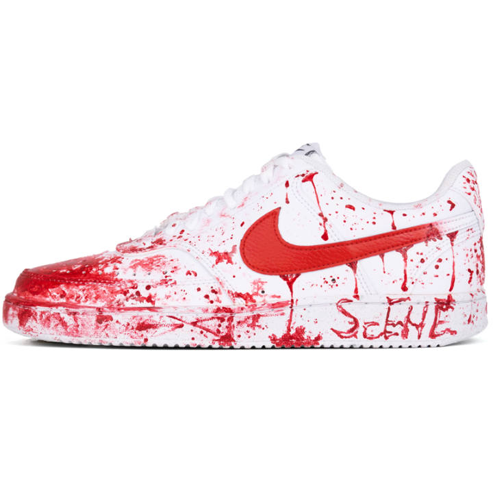 Nike Nike Court Vision Red Knight Comfortable Abrasion Resistant Low top Skateboard Shoes Unisex White Red