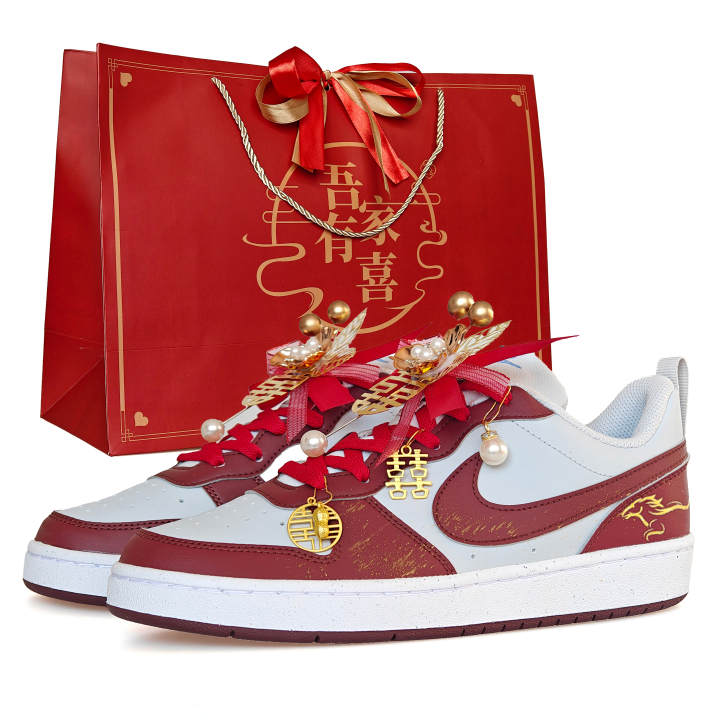 Nike Nike Court Borough Abrasion Resistant Low top Skateboard Shoes Unisex Red