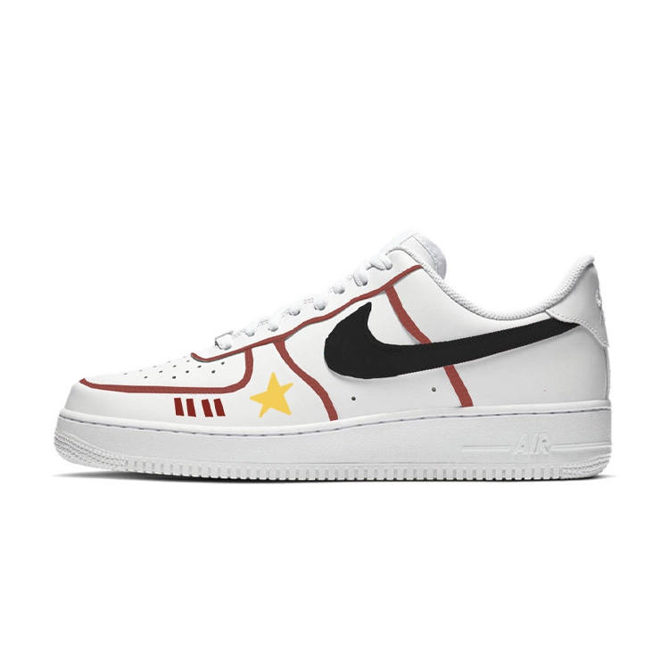 Nike Nike Air Force 1 07 Stripes Leather Low top Skateboard Shoes Men's White Red Yellow