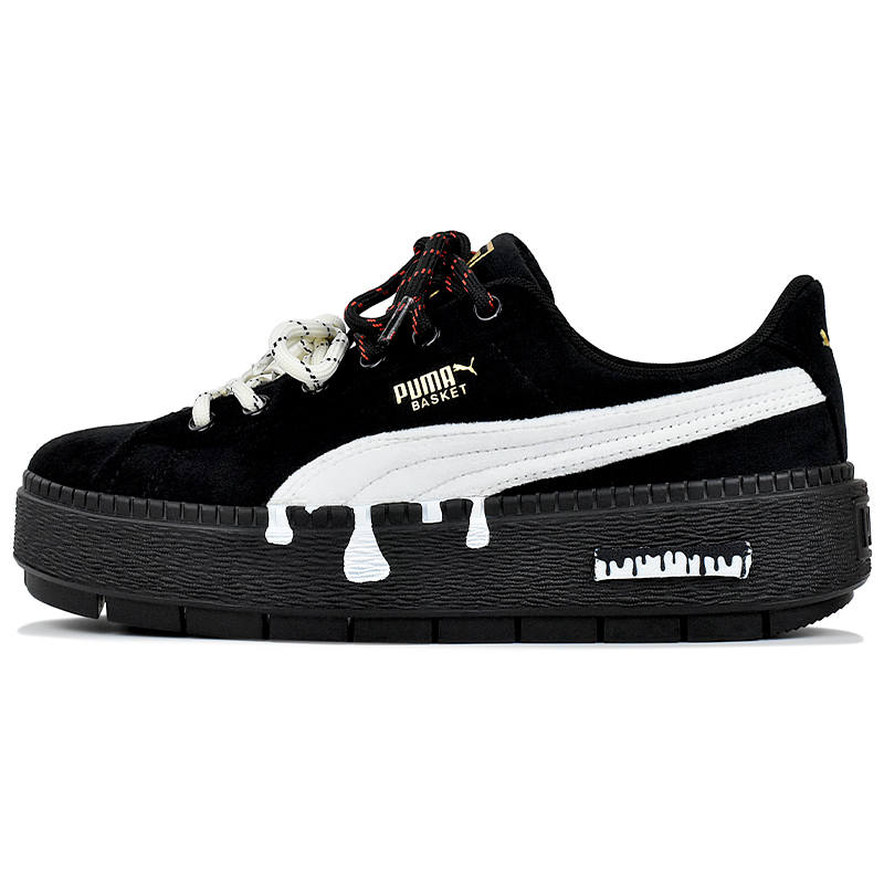 PUMA Platform Trace Abrasion Resistant Low top Skateboard Shoes Women's Black White