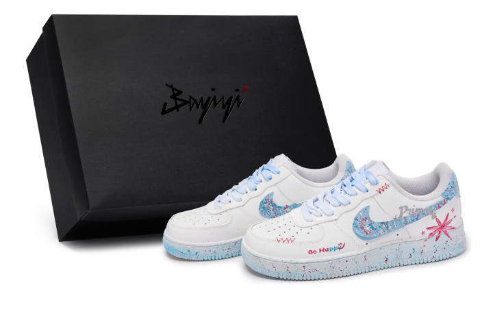 Nike Nike Air Force 1 811 Manufacturing, Indulgent Star, Special Shoe Box Low top Skateboard Shoes Unisex White Blue Pink