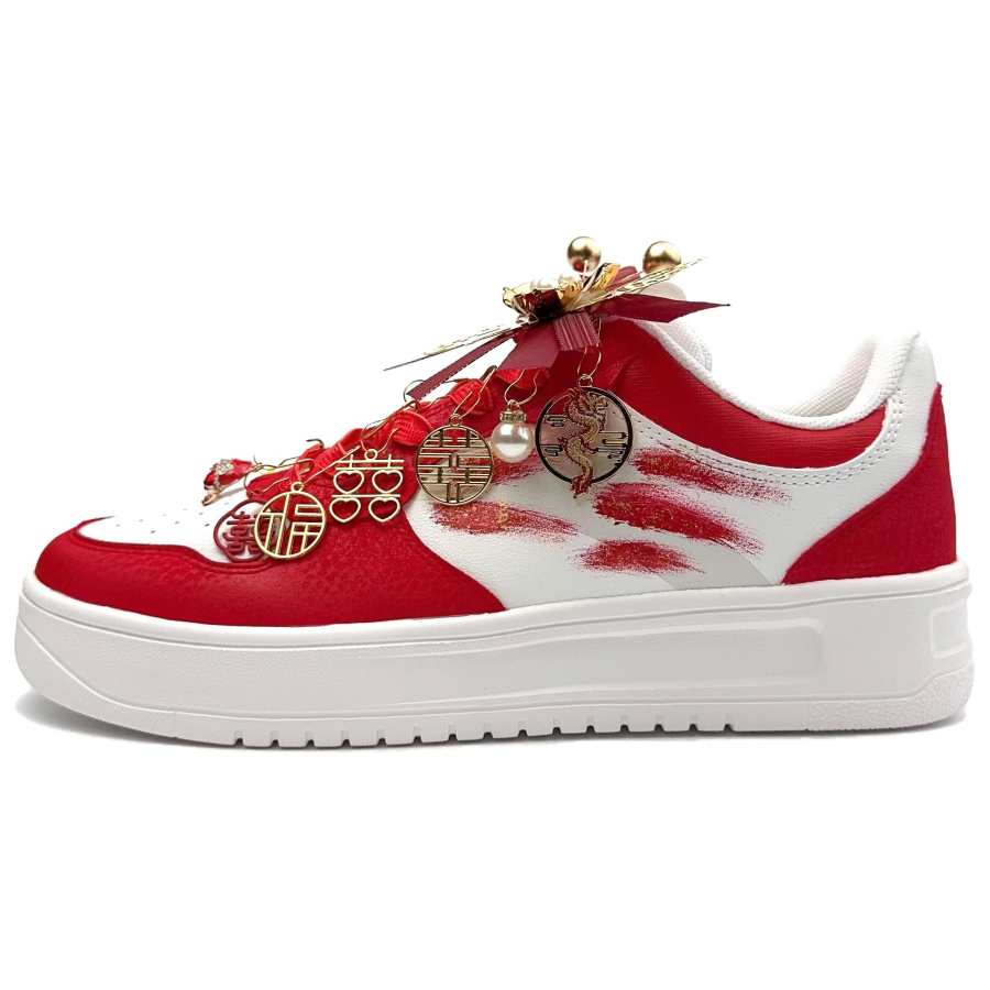 Anta Slip Resistant, Abrasion Resistant, Breathable Low top Skateboard Shoes Unisex Red