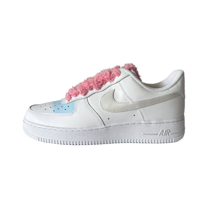 Nike Nike Air Force 1 Silver Dragon Low top Skateboard Shoes Men's White Blue Silver