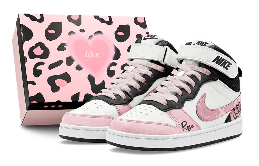 Nike Nike Court Borough 2 Rose Love, Couple's, Sweet Style Elegant, Girlish Abrasion Resistant Mid top Skateboard Shoes