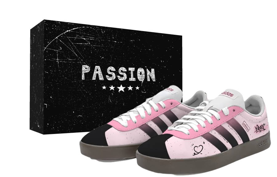 Adidas Adidas VL COURT 2.0 Pink Heart KING Box Abrasion Resistant Lightweight Wear resistant And Lightweight Low top