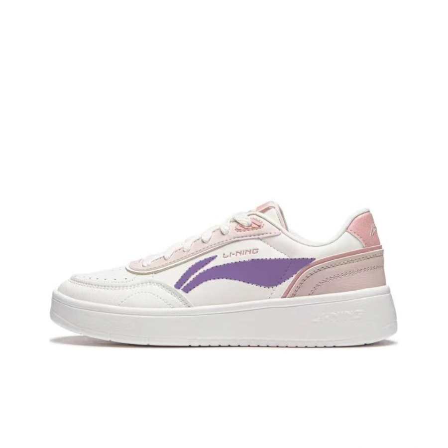 Li-Ning Li Ning Sourdough Slip Resistant, Abrasion Resistant, Breathable Low top Skateboard Shoes Women's White Pink Purple