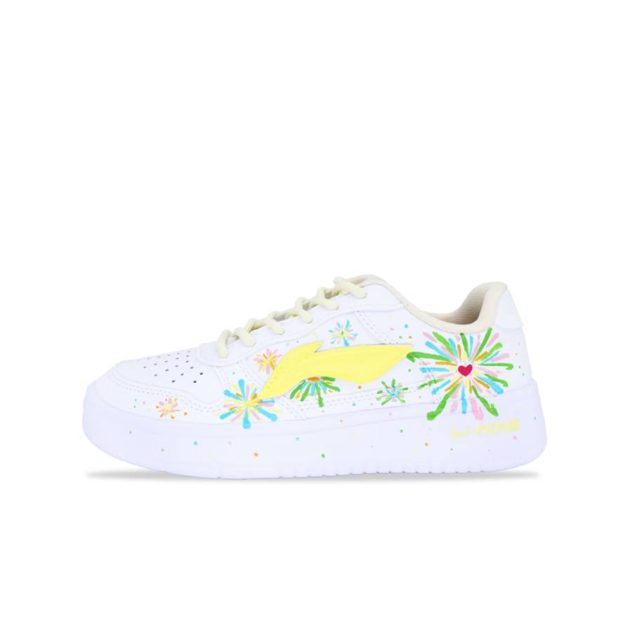 Li-Ning Li Ning Floating Boat Wear resistant And Lightweight Low top Skateboard Shoes Women's White Yellow
