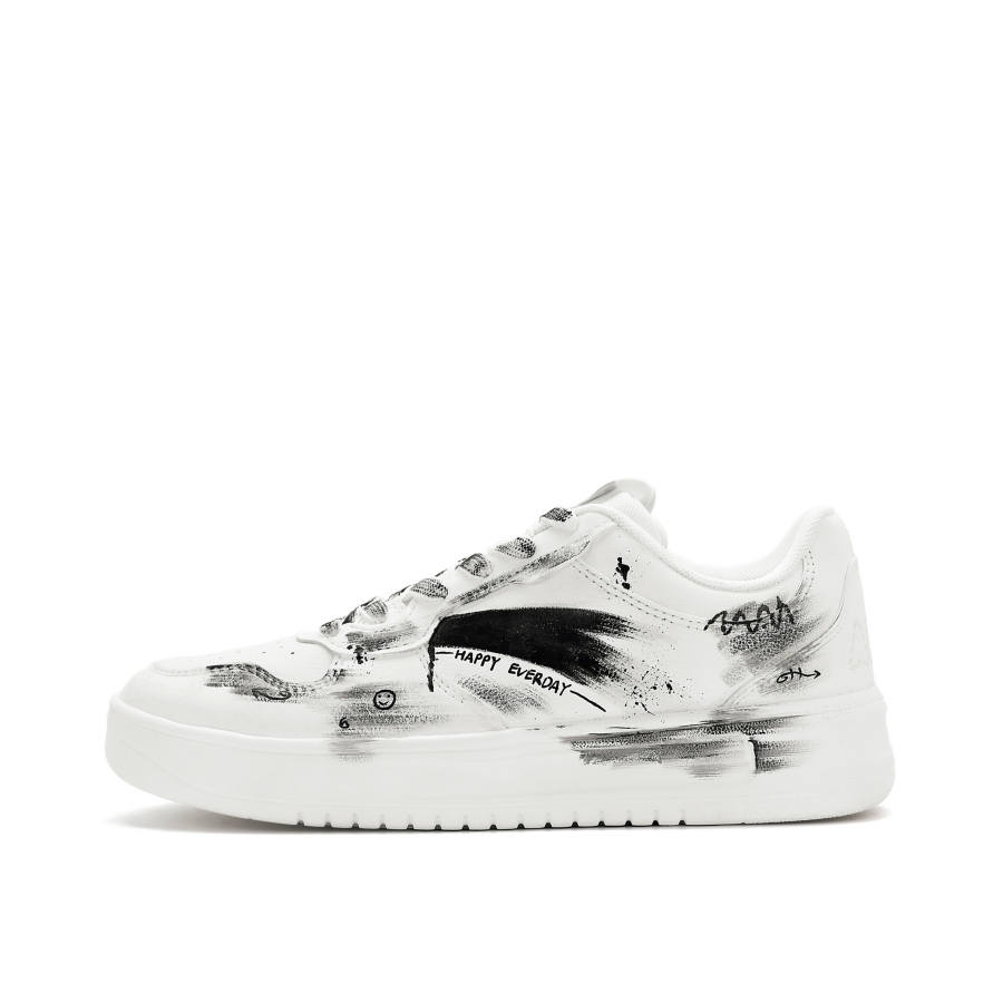 Anta Easy Slip Resistant Abrasion Resistant Balance Low top Skateboard Shoes Men's White Black