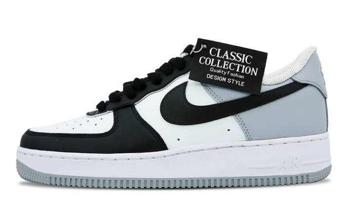 Nike Nike Air Force 1 Slip Resistant Abrasion Resistant Low top Skateboard Shoes Unisex Black White Gray