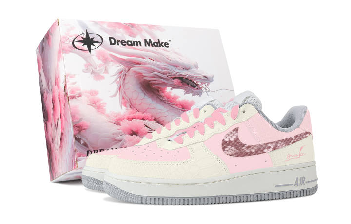 Nike Nike Air Force 1 Blazing Flame, Pink Box Slip Resistant Abrasion Resistant Low top Skateboard Shoes Women's Pink Yellow