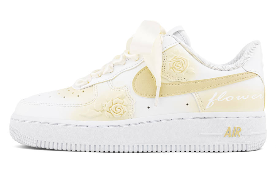 Nike Nike Air Force 1 Wear resistant And Lightweight Low top Skateboard Shoes Women's White Yellow