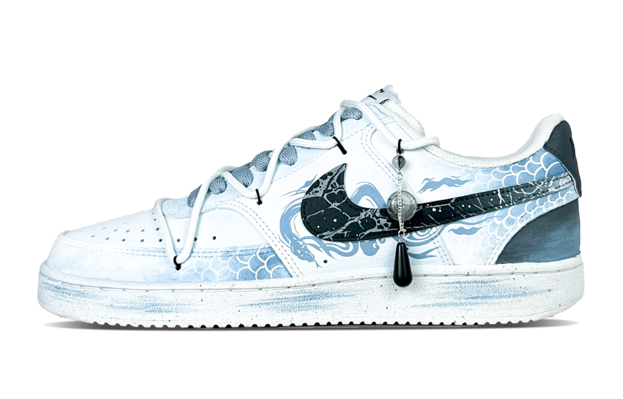 Nike Nike Court Vision 1 Green Snake With Precious Gem Abrasion Resistant Low top Skateboard Shoes Unisex Cyan