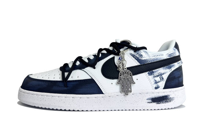 Nike Nike Court Vision 1 Dark Night Thorn Abrasion Resistant Low top Skateboard Shoes Men's Navy Blue