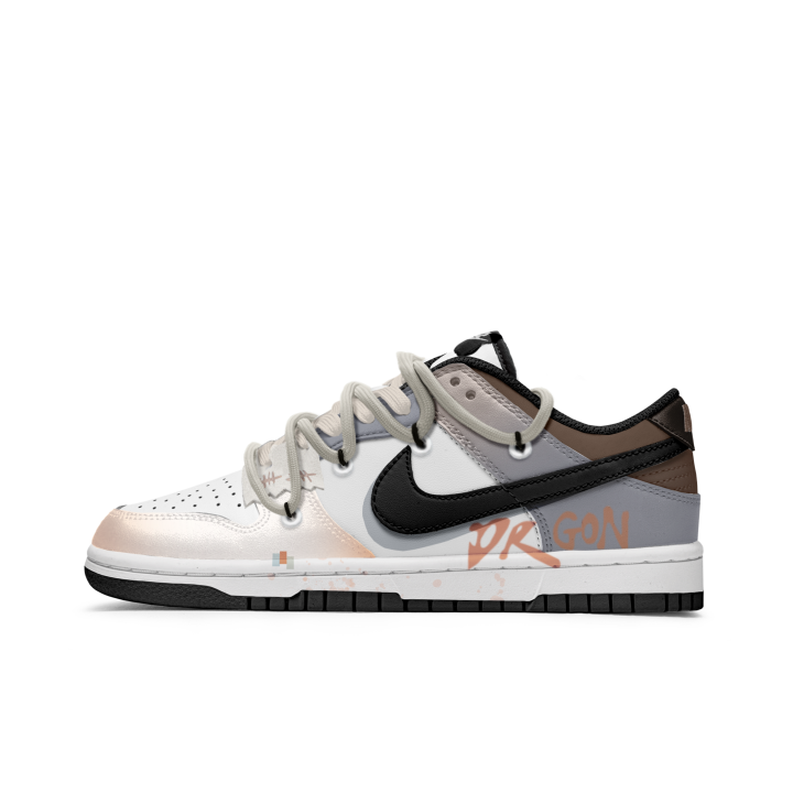 Nike Nike Dunk Slip Resistant Abrasion Resistant Low top Skateboard Shoes Unisex Orange Gray
