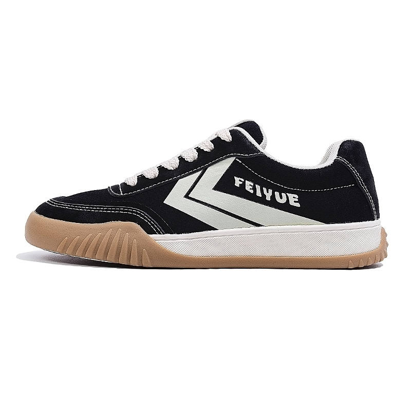 Poizon FEIYUE Abrasion-Resistant Lightweight Wear-resistant And Lightweight Low-top Skateboard Shoes Unisex Black Beige