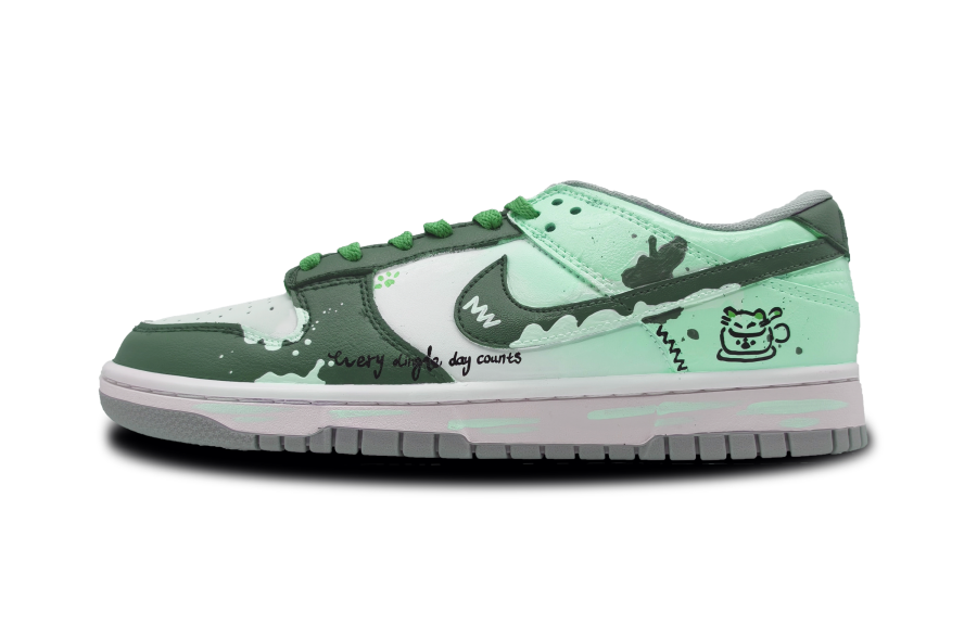 Nike Nike Dunk Mint Ink Charm Abrasion Resistant Abrasion Resistant Low top Skateboard Shoes Unisex Green
