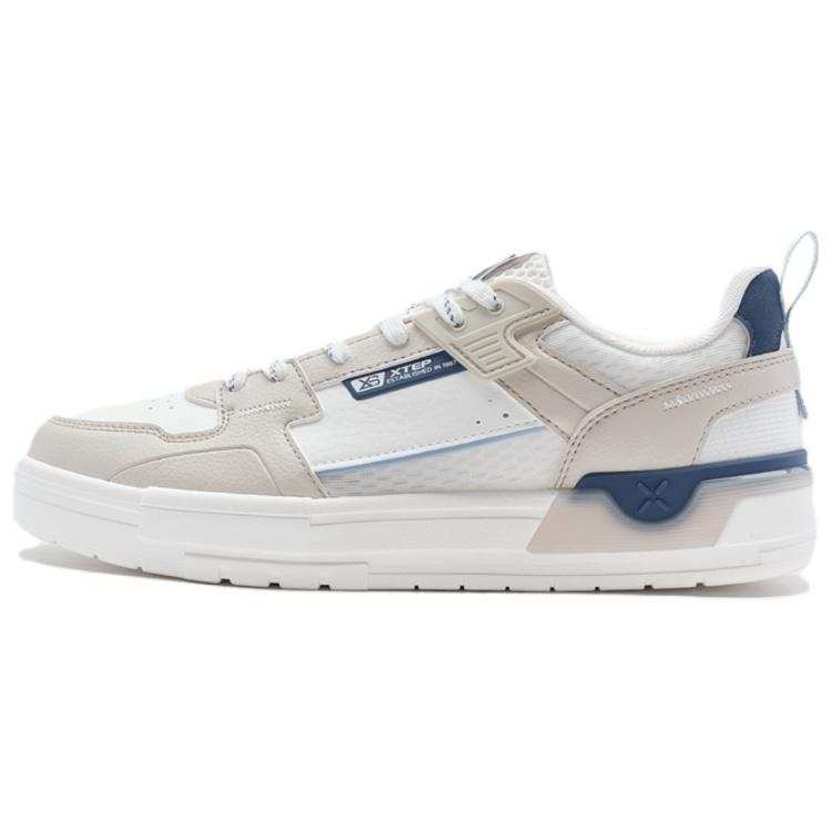 XTEP Fission Abrasion Resistant Low top Skateboard Shoes Men's Beige White Blue