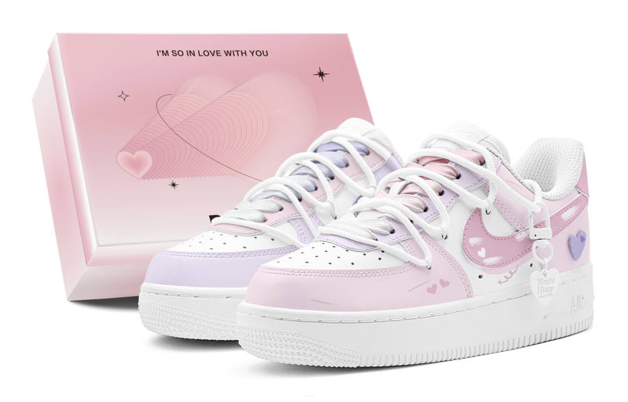Nike Nike Air Force 1 GS Valentine's Day Special, Mismatched Sweetheart Abrasion Resistant Low top Skateboard Shoes Women's