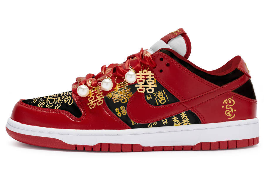 Nike Nike Dunk 811 Manufacturing Slip Resistant Abrasion Resistant Low top Skateboard Shoes Men's Red Gold Black