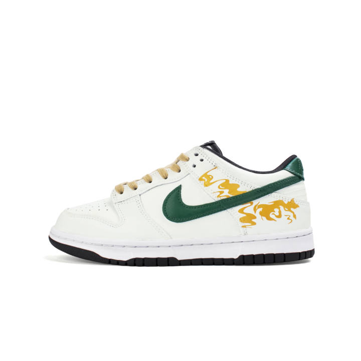 Nike Nike Dunk Leather Cushioning Abrasion Resistant Lightweight Low top Skateboard Shoes Unisex White Green