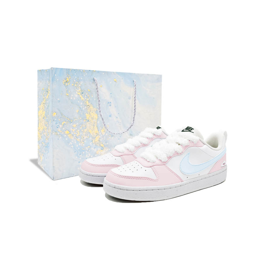 Nike Nike Court Borough White Moonlight Synthetic Leather Cushioning Low top Skateboard Shoes Women's