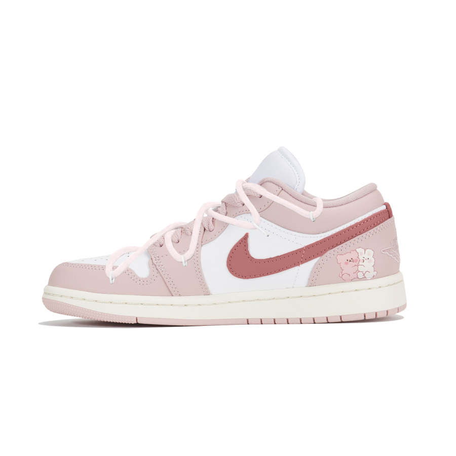 Jordan Jordan Air Jordan 1 Abrasion Resistant Low top Skateboard Shoes Women's White Pink